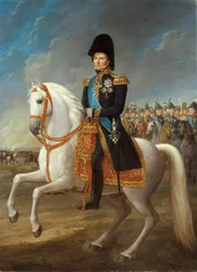 スウェーデンとノルウェーの王であるカール14世ヨハン（1763-1844）が皇太子としてライプツィヒ1813に入る